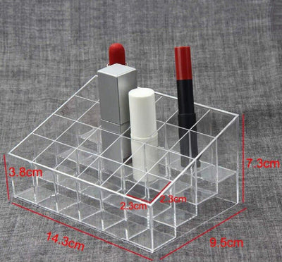 24 Slot Clear Acrylic Lipstick Holder - Cosmetic Organizer Makeup Storage Case