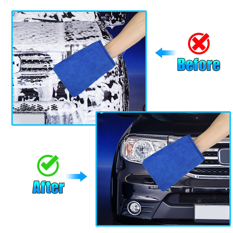 2X Car Wash Gloves Microfiber Clay Bar Towel Detailing Cleaning Cloth Rag Mitt