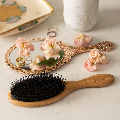 Premium Boar Bristle Hair Brush Set with Comb for Medium & Thick Hair - Unisex