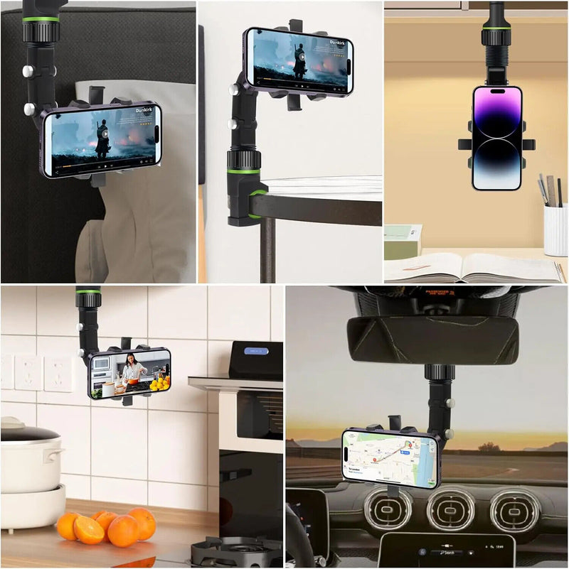 360° Car Phone Holder Rotatable and Retractable Rearview Mirror Universal Mount