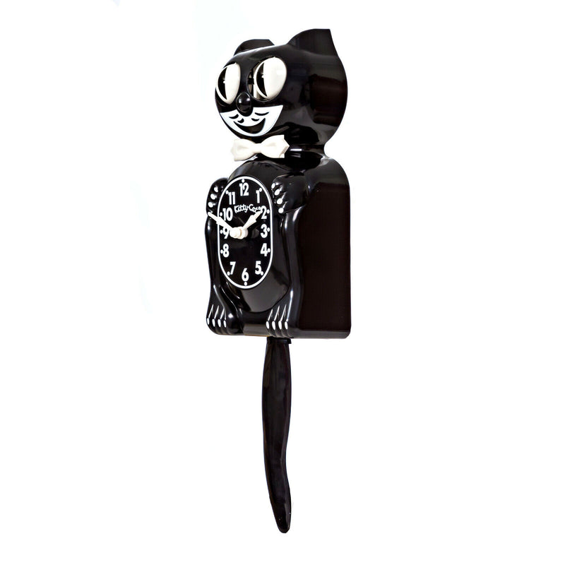 BLACK KITTY CAT CLOCK (3/4 Size) 12.75" Free Battery MADE in USA Kit-Cat Klock