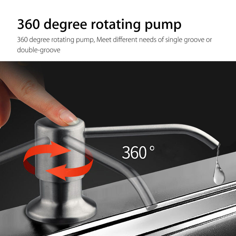 300ML Kitchen Sink Soap Dispenser Polish Stainless Steel Hand Liquid Pump Bottle