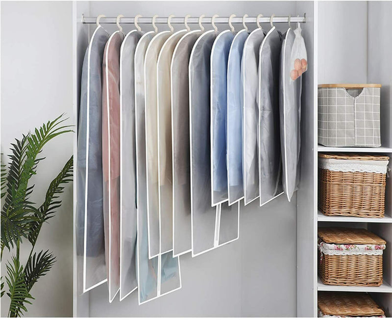 5 Pcs Garment Bag Travel Suit Dress Storage Clear Cover Full Zipper Coat Carrier