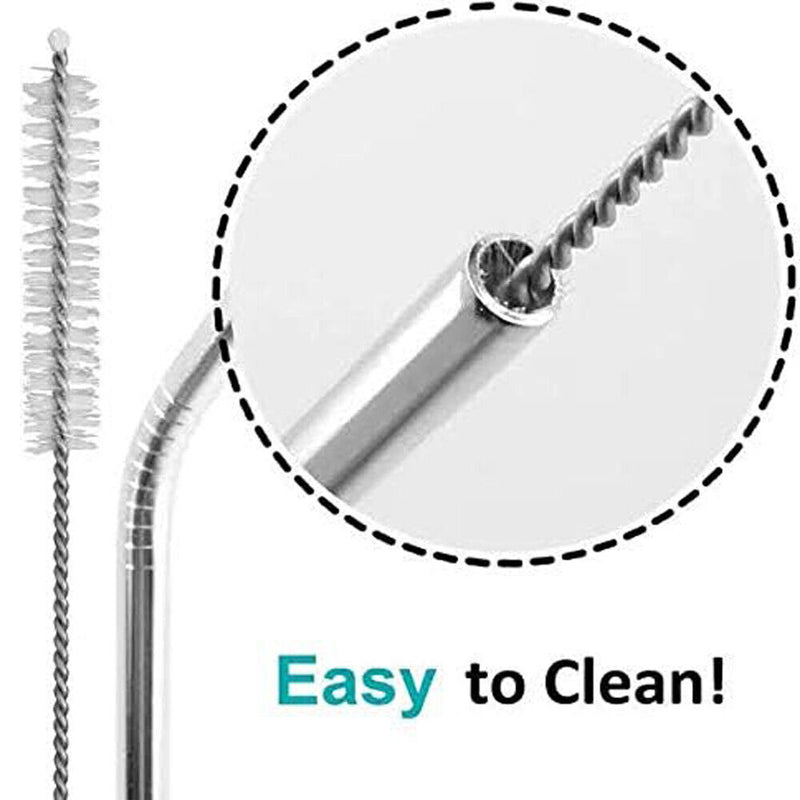 Reusable Stainless Steel Drinking Straws Set with Silicon Tips and Travel Case