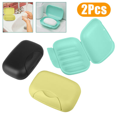 2PCS Soap Holder Box Dish Case Shower Bathroom Travel Storage Container Portable