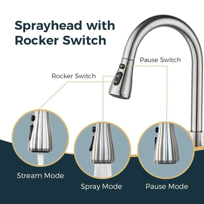 Brushed Nickel Kitchen Faucet Sink Mixer Faucet Pull down Sprayer Single Handle