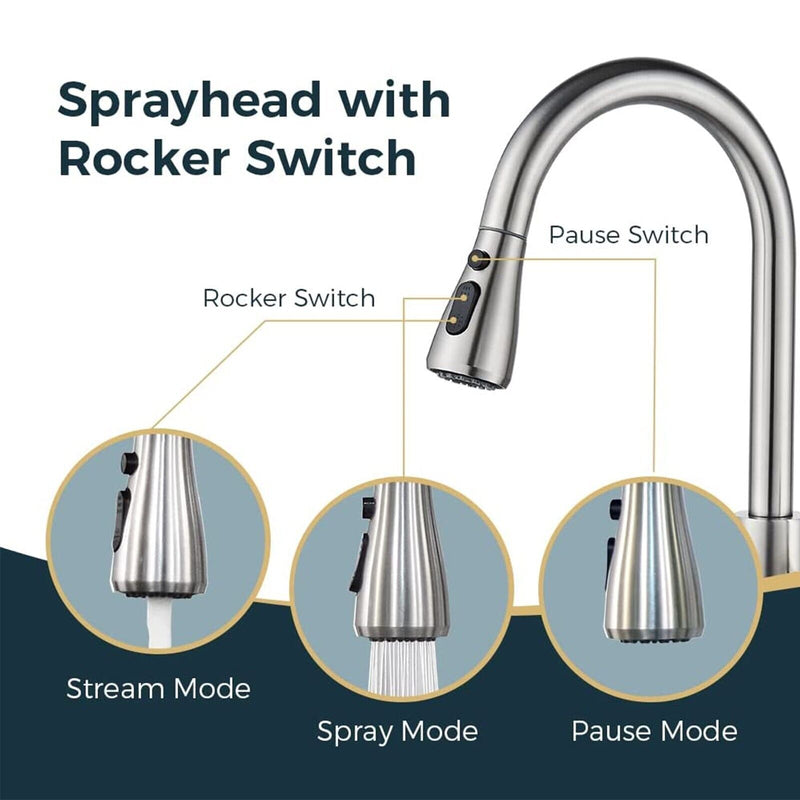 Brushed Nickel Kitchen Faucet Sink Mixer Faucet Pull down Sprayer Single Handle