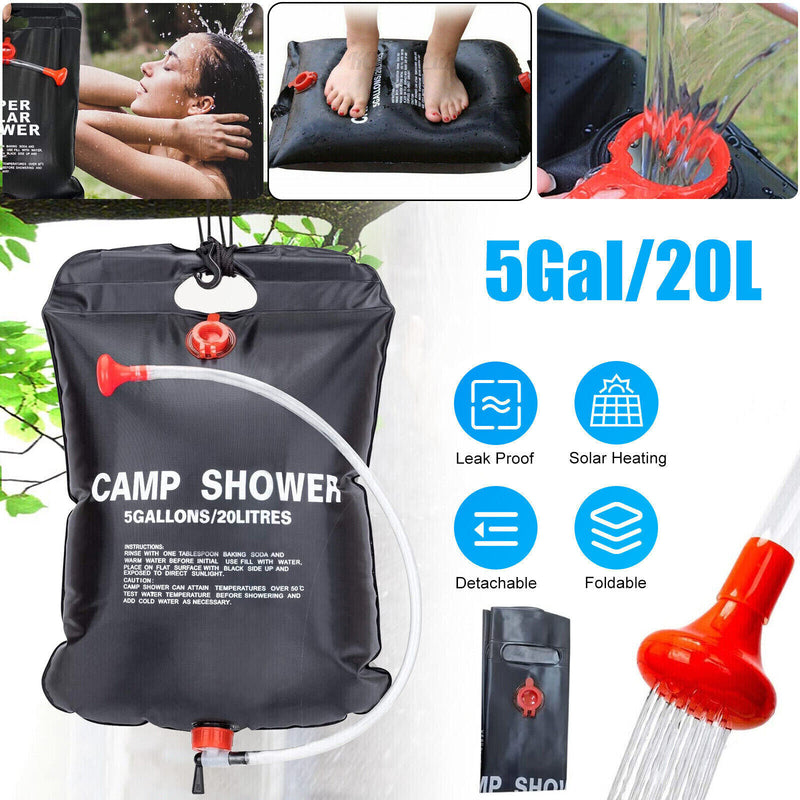 20L Portable Solar Shower Bag Outdoor Camping Bath Solar Heated Traveling Hiking