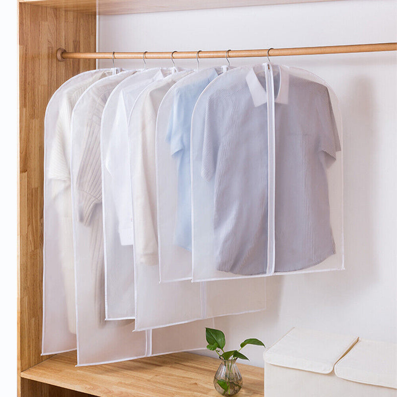 5 Pcs Garment Bag Travel Suit Dress Storage Clear Cover Full Zipper Coat Carrier