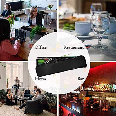 Reusable Stainless Steel Drinking Straws Set with Silicon Tips and Travel Case