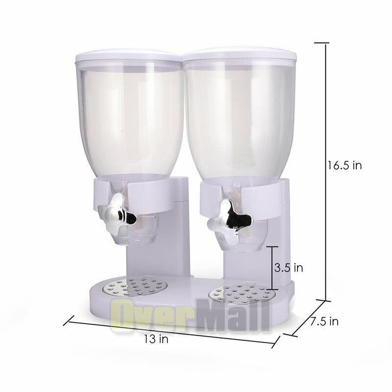 Double Two Cereal Storage Dispenser Kitchen Pantry Rice Grain Dry Food Container
