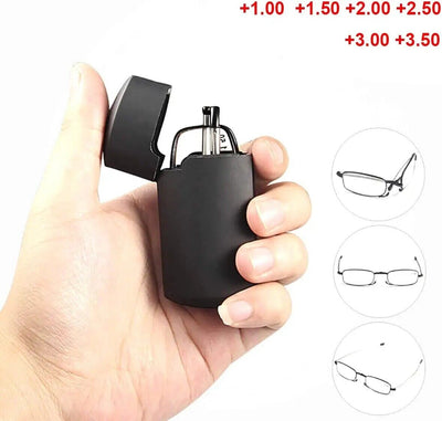 Metal Compact Folding Anti-Blue Light Reading Glasses with Carrying Case