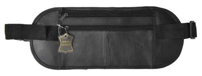 Black Leather Fanny Pack Waist Bag Pouch Travel Purse New Belt Pocket Adjustable