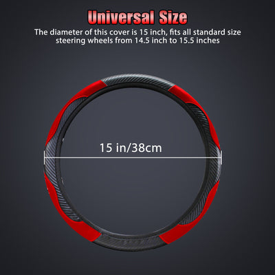 Universal 15''/38Cm Leather Car Steering Wheel Cover Anti-Slip Accessories Black