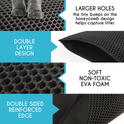 Kitty Cat Litter Mat Trapping Honeycomb Double Layer Design Waterproof 24X15''