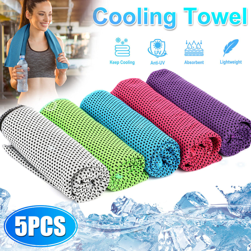 5Pcs Cooling Towel Ice Towel Neck Wrap for Sports Running Jogging Gym Cool Down