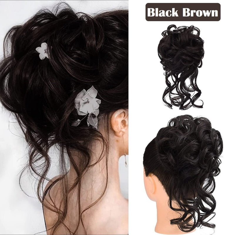 Natural Clip on in Messy Bun Hair Piece Extension Hair Claw Clip Wedding Updo US