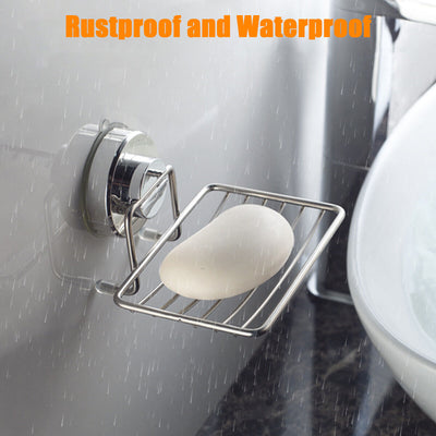 Suction Soap Dish Stainless Steel Wall Mounted Holder Bar Bathroom Shower Basket