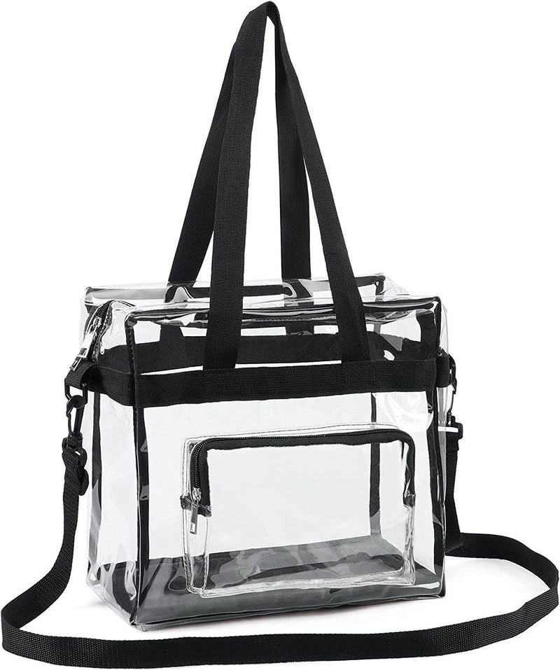 Clear PVC Tote Pack Bag Handbag Zip Purse Stadium Transparent Security Approved
