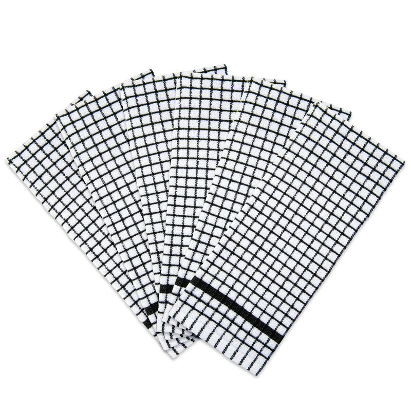 Checkered Kitchen Towels (Pack of 6), 15X25 in - Color Options, Absorbent Cotton