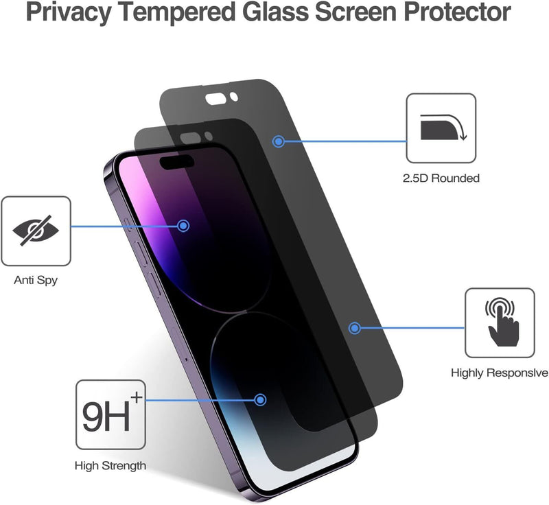 3X For iPhone 15 Pro Max Anti Spy Privacy Tempered Glass Screen Protector
