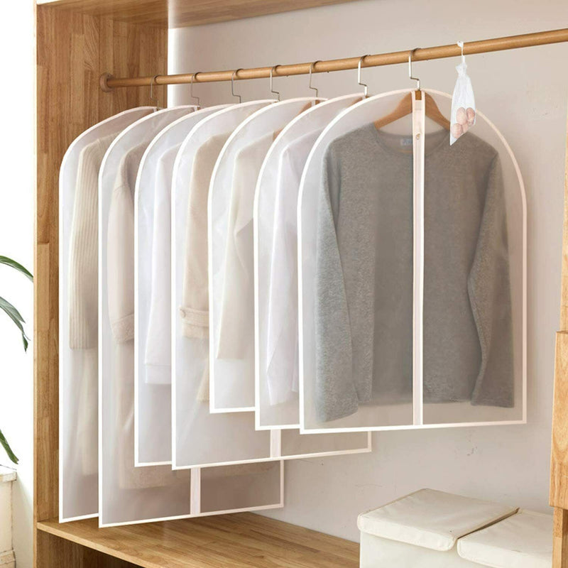 5 Pcs Garment Bag Travel Suit Dress Storage Clear Cover Full Zipper Coat Carrier