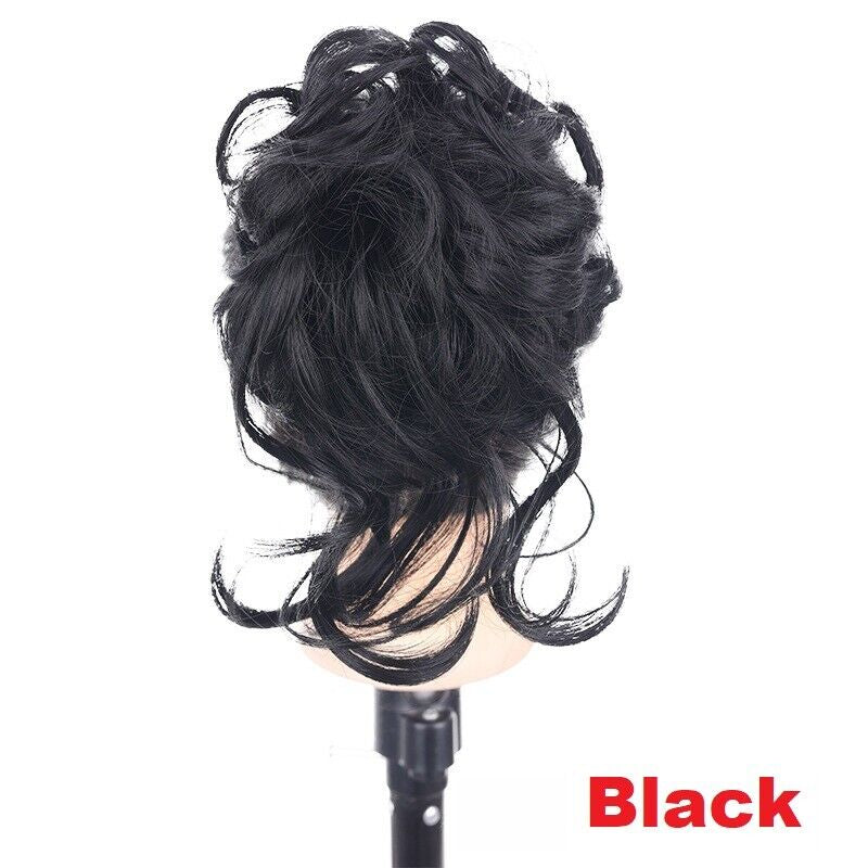 Natural Clip on in Messy Bun Hair Piece Extension Hair Claw Clip Wedding Updo US