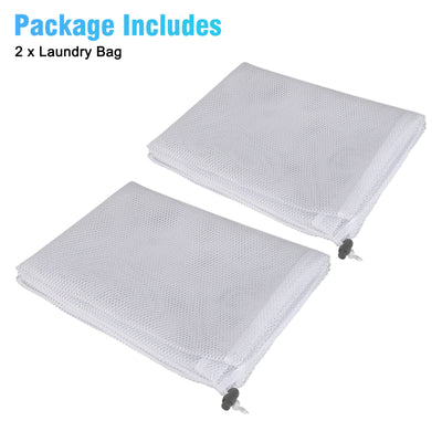 2Pcs Heavy Duty Laundry Bag Large Mesh Wash Clothes with Drawstring Top Closure