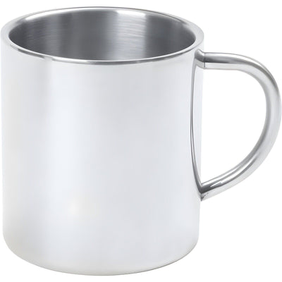 COFFEE MUG 15Oz Silver Double Wall Insulated Stainless Steel Mug Tumbler Handle