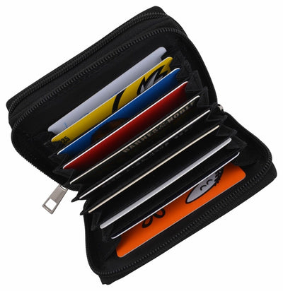 Marshal RFID Genuine Leather Credit Card Holder Accordion Wallet, Black