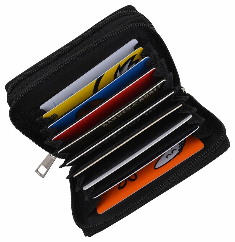 Marshal RFID Genuine Leather Credit Card Holder Accordion Wallet, Black