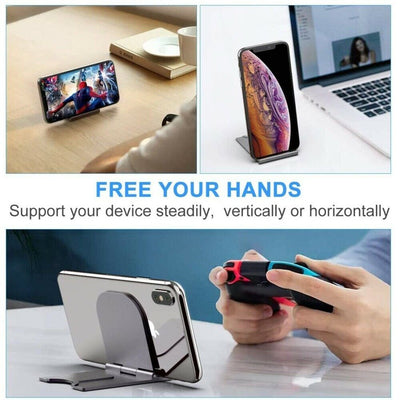 2PCS Adjustable Cell Phone Holder Stand Folding Foldable Thin Cradle Desk Mount