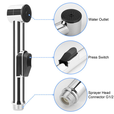 Toilet Shattaf Adapter Hose Bidet Sprayer Stainless Steel Handheld Shower Head