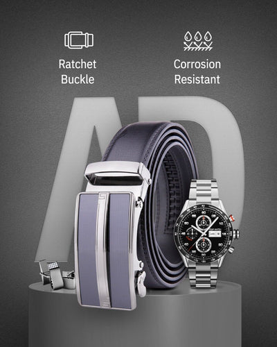 Microfiber Leather Mens Ratchet Belt Belts for Men Adjustable Automatic Buckle