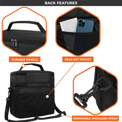 Double Deck Lunch Bag Dual Compartment for Women Men Work Office Insulated Box