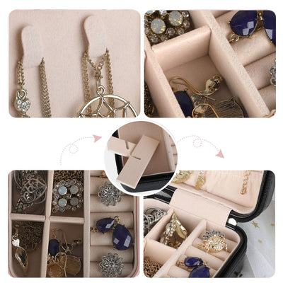 Portable Jewelry Box Organizer Leather Jewellery Ornaments Case Travel Storage