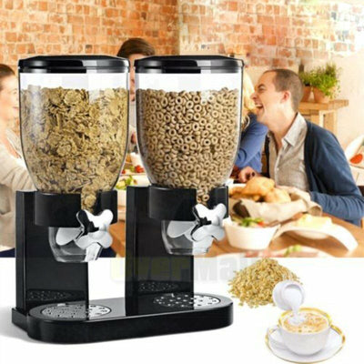 Double Two Cereal Storage Dispenser Kitchen Pantry Rice Grain Dry Food Container