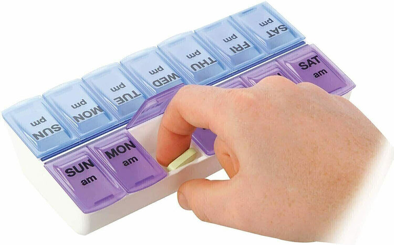 2Pcs Weekly Pill Box Organizer 7 Day AMPM Organizer Case Medicine Removable Pill