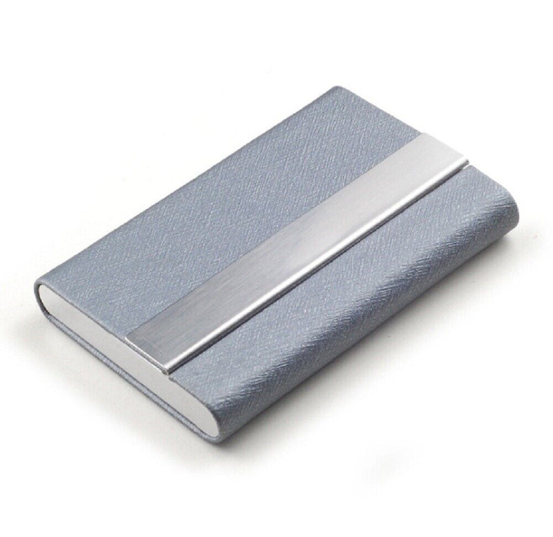Metal PU Leather Pocket Card Holder - Slim Business ID Credit Card Case Wallet