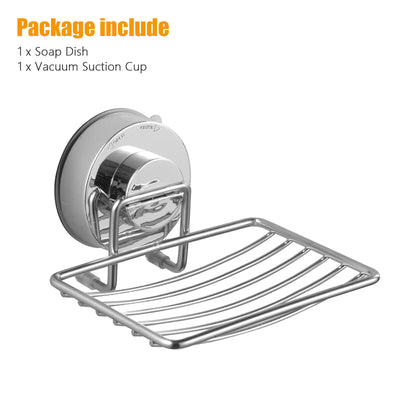 Suction Soap Dish Stainless Steel Wall Mounted Holder Bar Bathroom Shower Basket