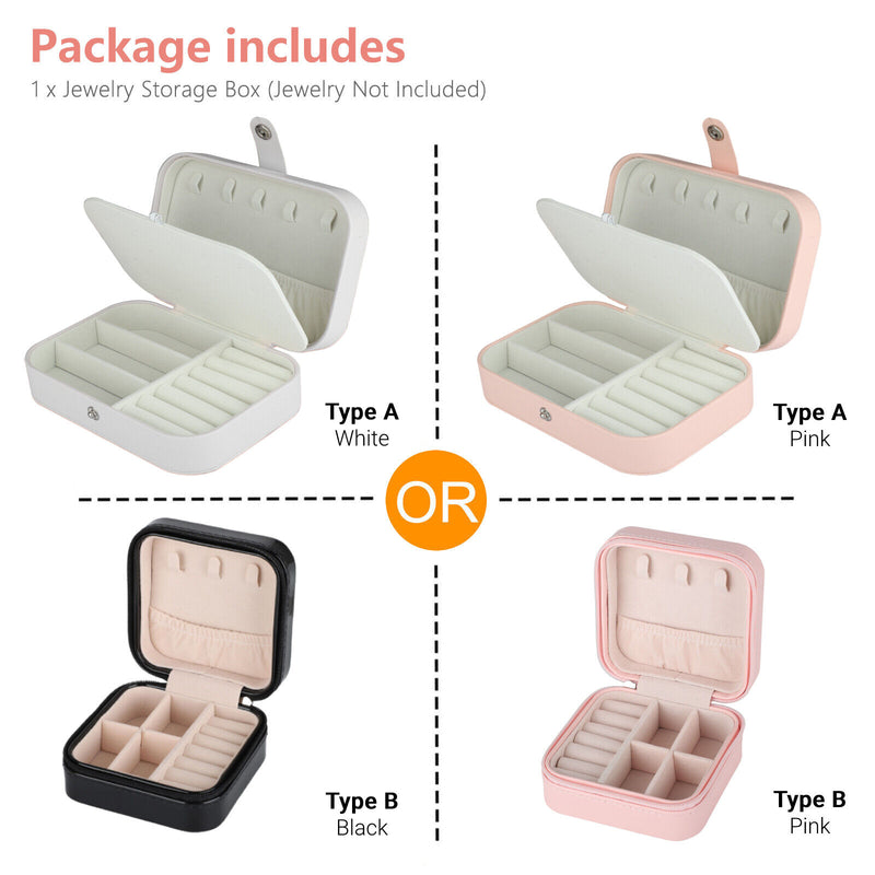 Portable Jewelry Box Organizer Leather Jewellery Ornaments Case Travel Storage
