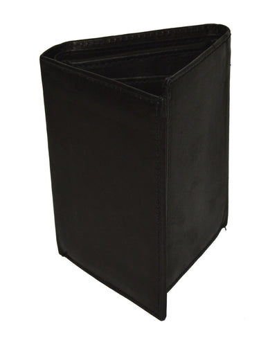 LEATHER BADGE ID HOLDER 'SHIELD' SHAPE TRIFOLD WALLET NEW BLACK VERY RARE WALLET