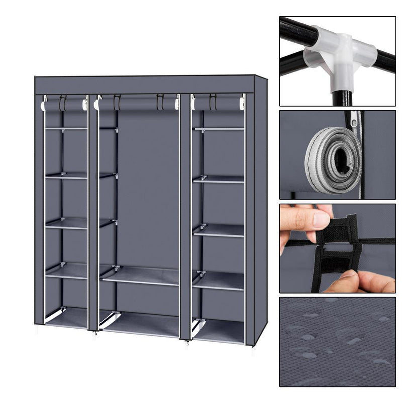 Portable Closet Wardrobe Clothes Rack Storage Organizer Shelf Water-Proof Fabric