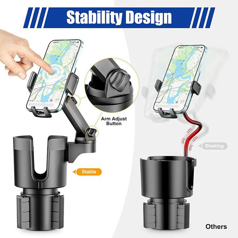 Universal 2In1 Car Cup Holder Expander Adapter 360° Phone Mount Adjustable Base