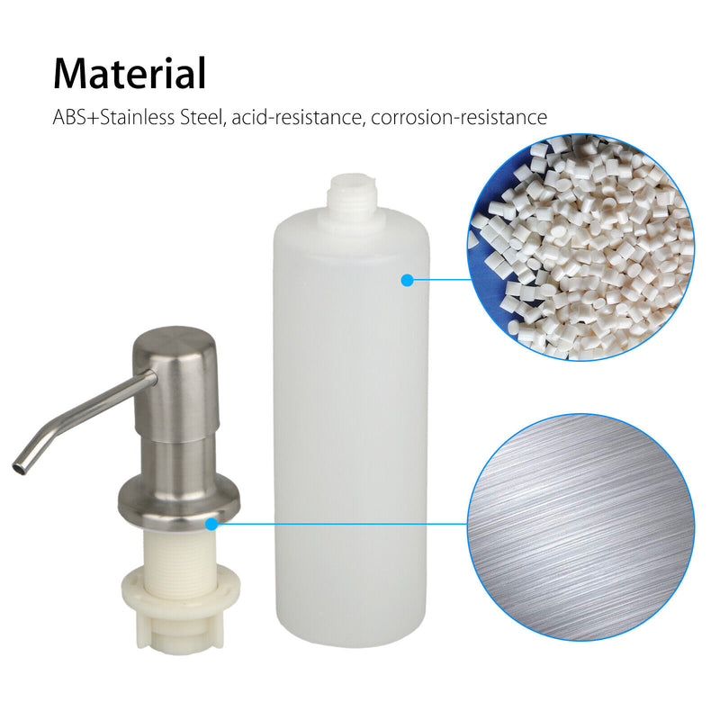 300ML Kitchen Sink Soap Dispenser Polish Stainless Steel Hand Liquid Pump Bottle
