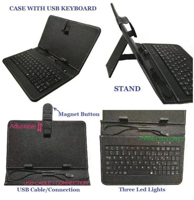 Universal Micro USB Keyboard PU Leather Case Cover Stand for 7" 8" Tablet
