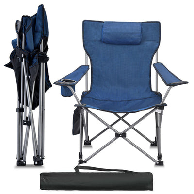 Oversized Camping Chair Outdoor Heavy Duty Folding Chair W/ Cup Holder & Pillow