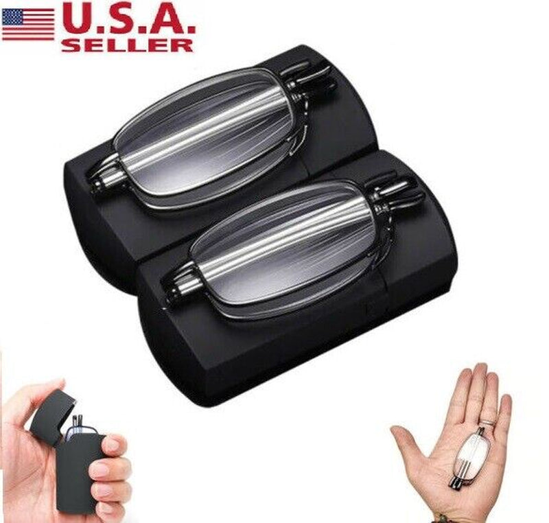 Metal Compact Folding Anti-Blue Light Reading Glasses with Carrying Case