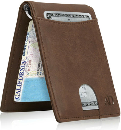 Slim Wallets for Men Bifold Mens Wallet with Removable Money Clip RFID Blocking