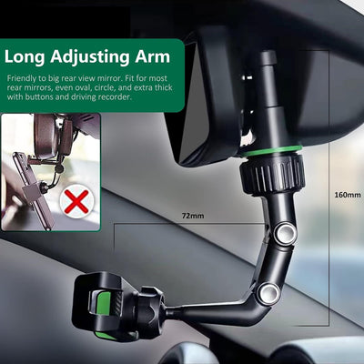 360° Car Phone Holder Rotatable and Retractable Rearview Mirror Universal Mount